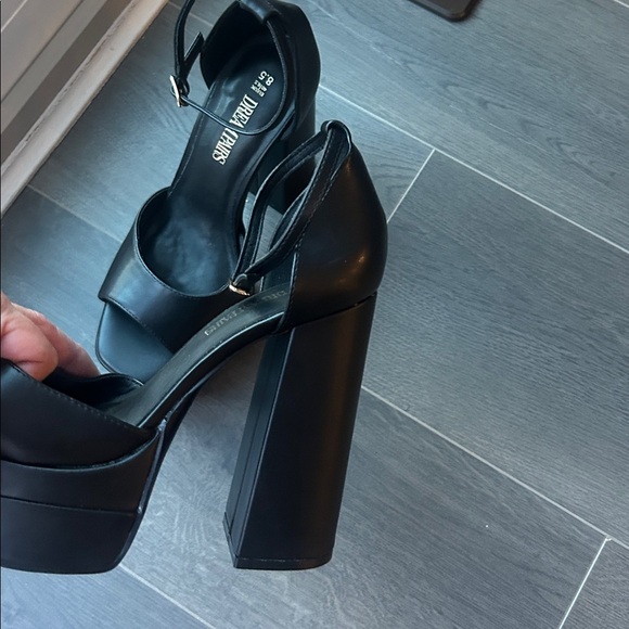 Dream Pairs Black Chunky Block Platform Heels Square Open Square Toe Size 8.5 - Picture 14 of 15